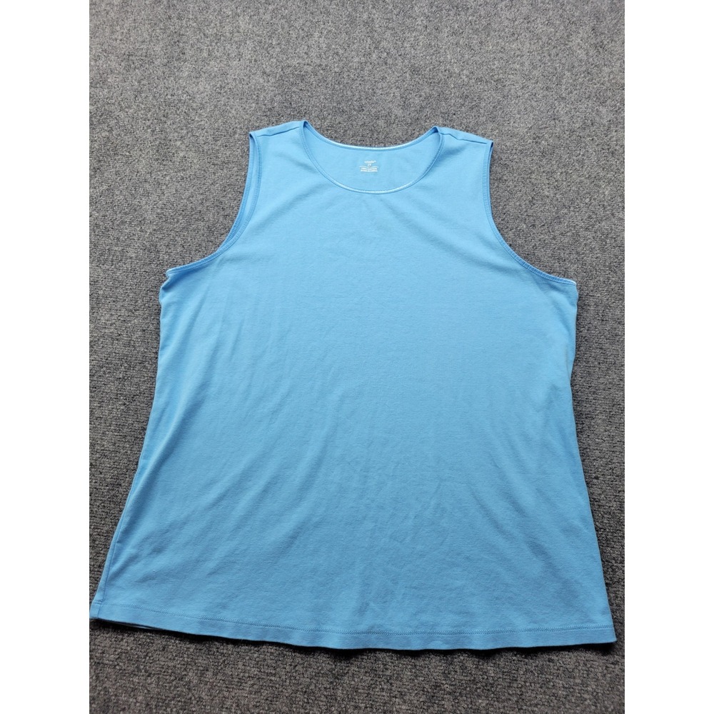 CJ Banks Womens 2X Tank Top Light Blue 100% Cotton Sleeveless‎ Scoop Neck Tee